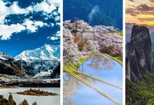【990款】竖屏山水自然风光雪山绿水青山瀑布治愈系风景视频素材